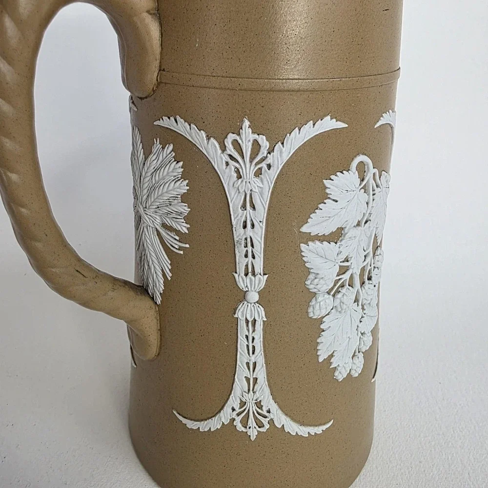 Antique England Dudson 19th Century Brown Jasperware‎ Pitcher # 996 Neoclassical